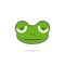 Cartoon frog face icon with shadow