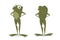 cartoon frog in front view and rear view