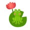 Cartoon frog on lotus leaf