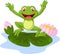 Cartoon frog waving