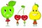 Cartoon fruit characters.