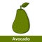 Cartoon Fruit - Green Avocado with Leaf