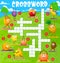 Cartoon fruits on fitness yoga crossword puzzle