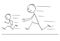 Cartoon of Frustrated and Angry Father Chasing Naughty or Disobedient Son