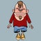 Cartoon funny angry character man with a beard
