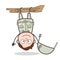 Cartoon Funny Army Man Hanging Upside Down Vector Illustration