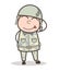 Cartoon Funny Army Man Stuck-Out Tongue and Blushing Face Vector Illustration