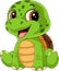 Cartoon funny baby turtle sitting