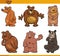 cartoon funny bears animal comic characters set