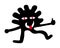 Cartoon funny black little man with a red tongue,