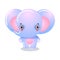 Cartoon funny blue elephant child vector illustration