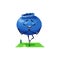 Cartoon funny blueberry on yoga, berry character