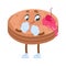 Cartoon funny breakfast character. Mascot with anthropomorphic smile face, arms and legs. Pancake and topping and cherry