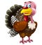 Cartoon funny cheerful turkey isolated illustration for children artistic painting style