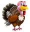 Cartoon funny cheerful turkey isolated illustration for children artistic painting style