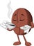 Cartoon funny Coffee bean drinking coffee