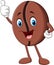 Cartoon funny Coffee bean giving thumb up