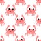 Cartoon funny crab seamless pattern.