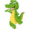 Cartoon funny crocodile waving hand