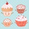 Cartoon funny cupcake (muffin) set