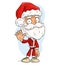 Cartoon funny cute santa claus showing hello sign