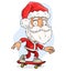 Cartoon funny cute santa claus on a skateboard