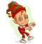 Cartoon funny cute tired walking christmas elf