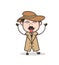 Cartoon Funny Detective Laughing and Teasing Tongue Vector Illustration