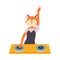 Cartoon funny dj fox standing at turntable, playing mixing electronic disco in nightclub