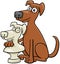 Cartoon funny dog animal character with his bust