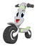 Cartoon funny electric scooter on a white background. Cartoon city eco transport. Vector illustration for children.