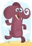 Cartoon funny elephant dancing excited. Vector illustration or icon isolated