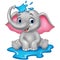 Cartoon funny elephant spraying water