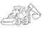 Cartoon funny excavator - isolated coloring page