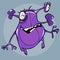 Cartoon funny fantastic creature of purple color fun jumped