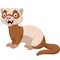 Cartoon funny ferret isolated on the white background