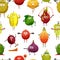 Cartoon funny fruit sportsmen characters pattern