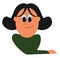 Cartoon funny girl in a green sweater vector or color illustration