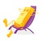 Cartoon funny gold ingot sunbathing on deck chair