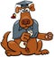 Cartoon funny graduate dog animal character in toga