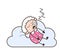 Cartoon Funny Granny Sleeping and Snoring Vector Illustration