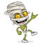 Cartoon funny green egyptian mummy boy character