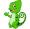 Cartoon funny green lizard posing