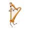 Cartoon funny harp character, stringed instrument