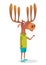 Cartoon funny hipster elk moose wearing casual street clothes. Vector illustration