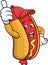 Cartoon funny hot dog giving thumb up