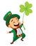 Cartoon funny leprechaun with clover