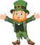 Cartoon funny leprechaun waving hand