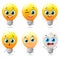 Cartoon funny light bulbs characters