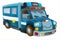 Cartoon funny looking cargo police truck with trailer  isolated